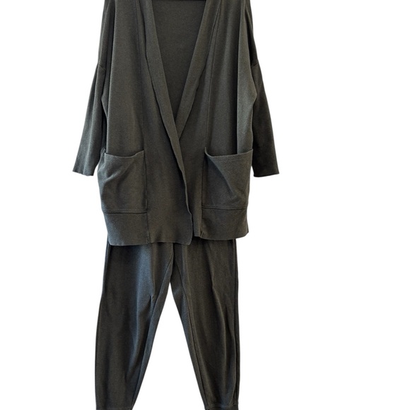 Pact Organic Cotton Lounge Set Olive/Charcoal Green Cardigan Joggers XS - Picture 2 of 11